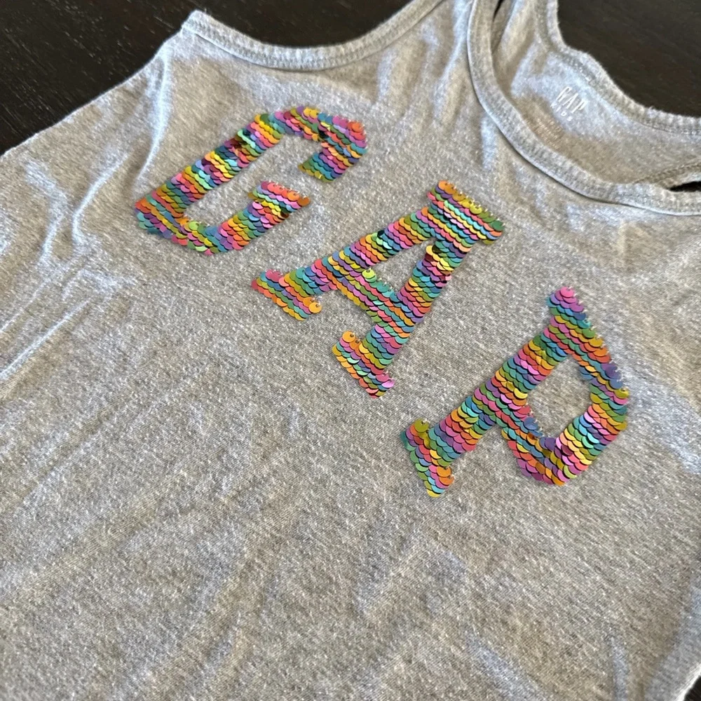 Gap Girls Small (6-7) Gray Sequin Tank Top